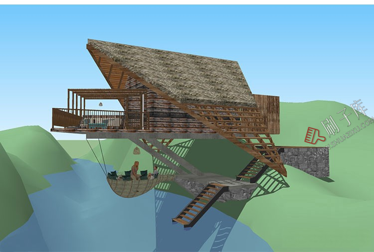 图片[13]-草图大师民宿度假村酒店中式现代别墅客栈旅游创意外观建筑SU模型-刷子库