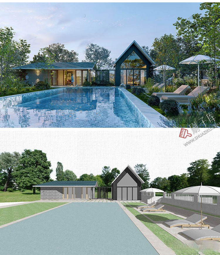 图片[14]-草图大师民宿度假村酒店中式现代别墅客栈旅游创意外观建筑SU模型-刷子库