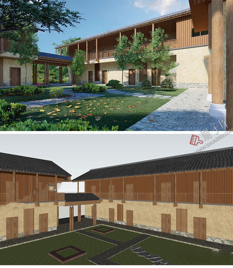 图片[24]-草图大师民宿度假村酒店中式现代别墅客栈旅游创意外观建筑SU模型-刷子库