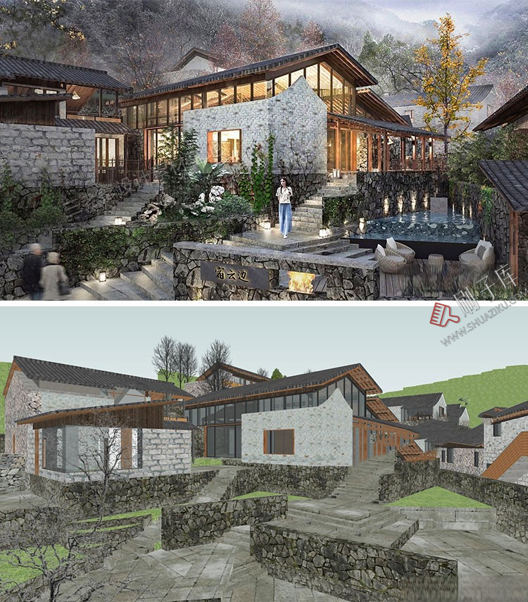 图片[27]-草图大师民宿度假村酒店中式现代别墅客栈旅游创意外观建筑SU模型-刷子库