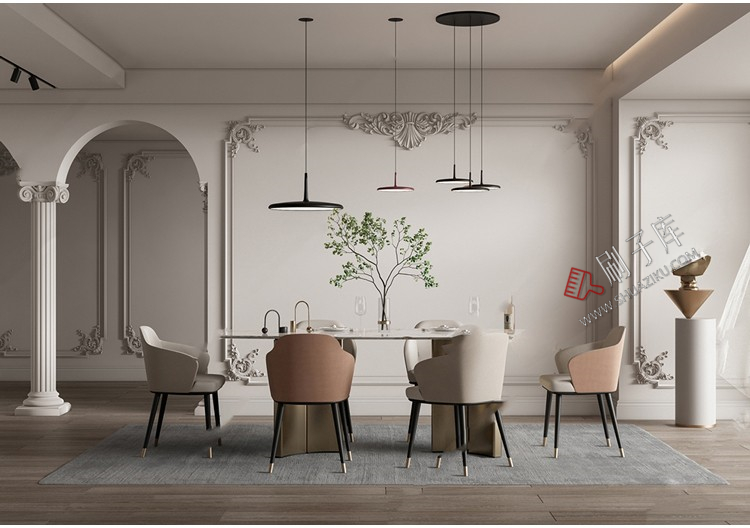 图片[13]-草图大师家装奢华豪华法式风格家居餐厅客厅卧室设计SU模型素材库-刷子库