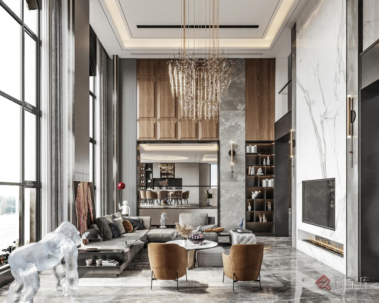 图片[11]-别墅空间现代侘寂风奶油风新中式欧式美式装修设计效果图参考图纸-刷子库