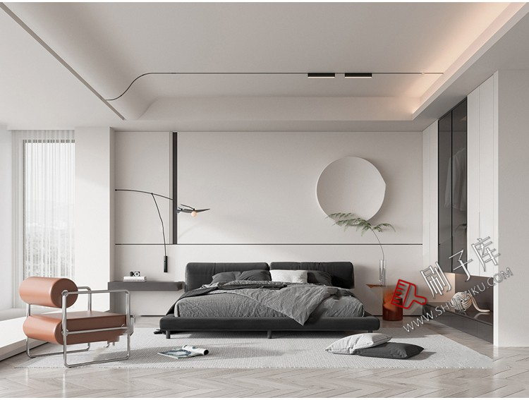 图片[2]-现代简约极简风高级灰家装整体黑白灰客厅餐厅3D模型库3Dmax-刷子库