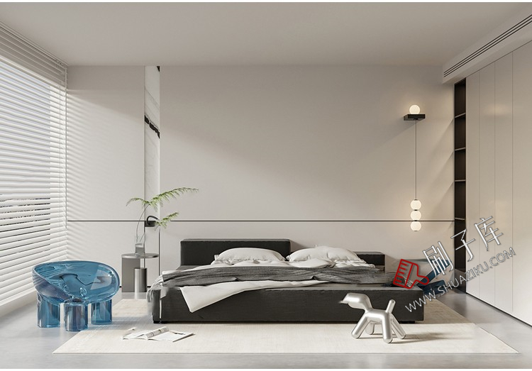 图片[3]-现代简约极简风高级灰家装整体黑白灰客厅餐厅3D模型库3Dmax-刷子库