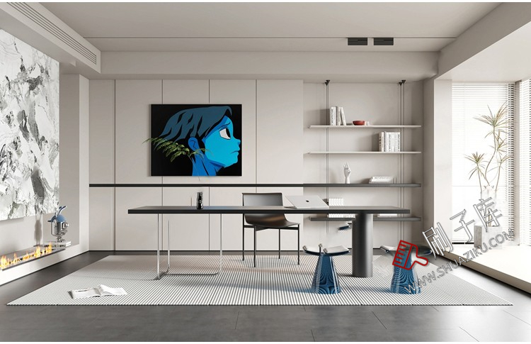 图片[12]-现代简约极简风高级灰家装整体黑白灰客厅餐厅3D模型库3Dmax-刷子库