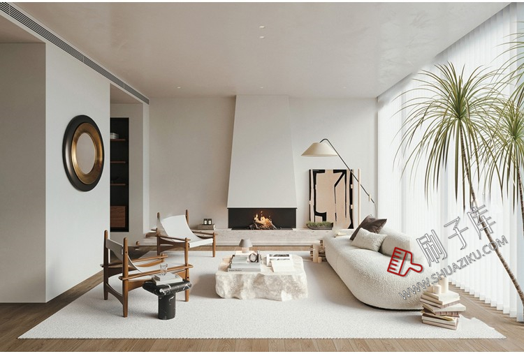 图片[14]-现代简约极简风高级灰家装整体黑白灰客厅餐厅3D模型库3Dmax-刷子库