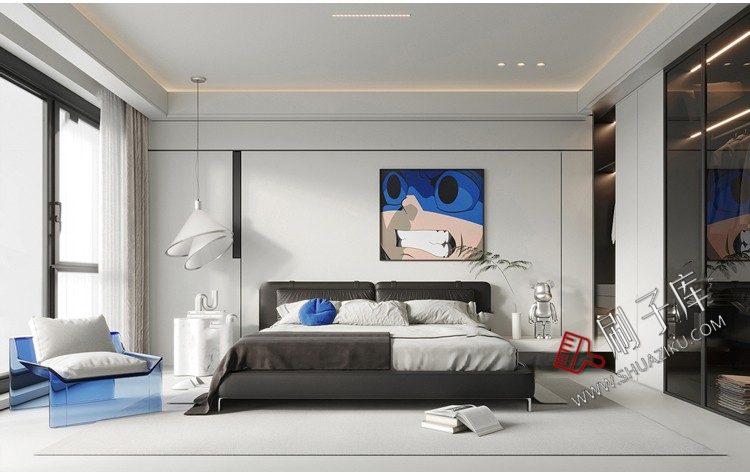 图片[15]-现代简约极简风高级灰家装整体黑白灰客厅餐厅3D模型库3Dmax-刷子库