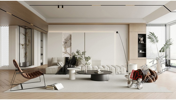 图片[17]-现代简约极简风高级灰家装整体黑白灰客厅餐厅3D模型库3Dmax-刷子库