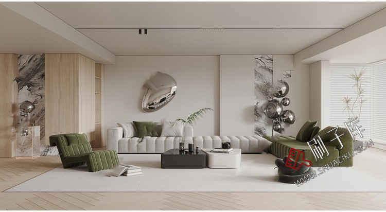 图片[18]-现代简约极简风高级灰家装整体黑白灰客厅餐厅3D模型库3Dmax-刷子库