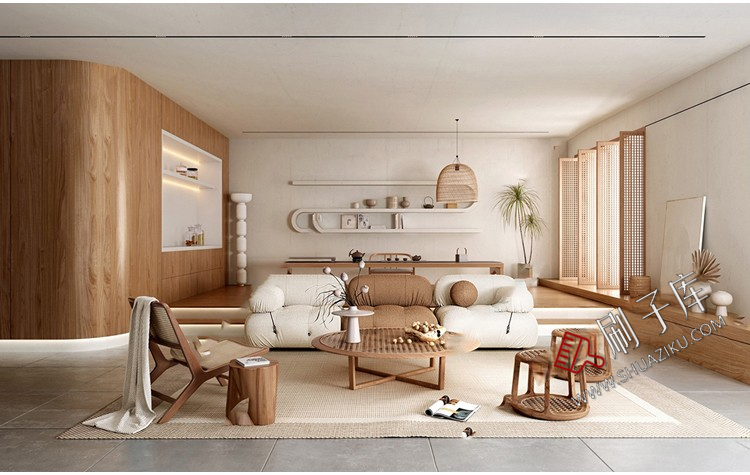 图片[2]-侘寂风格草图大师现代极简家装室内设计客厅卧室SU模型素材-刷子库