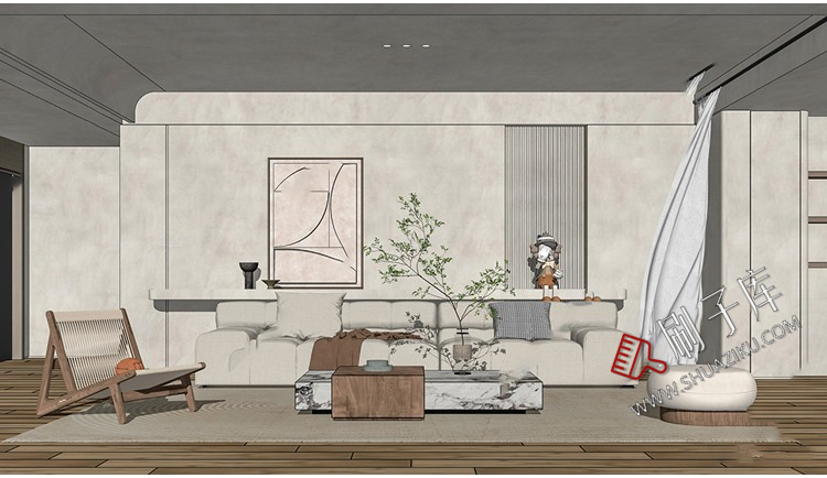 图片[23]-侘寂风格草图大师现代极简家装室内设计客厅卧室SU模型素材-刷子库