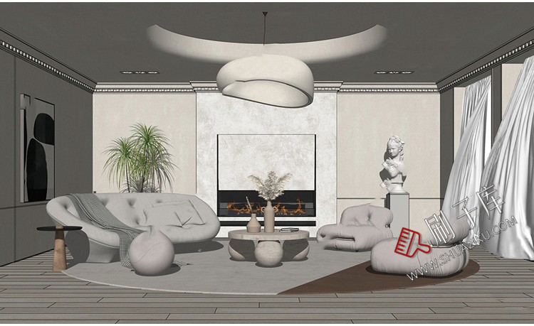 图片[30]-侘寂风格草图大师现代极简家装室内设计客厅卧室SU模型素材-刷子库