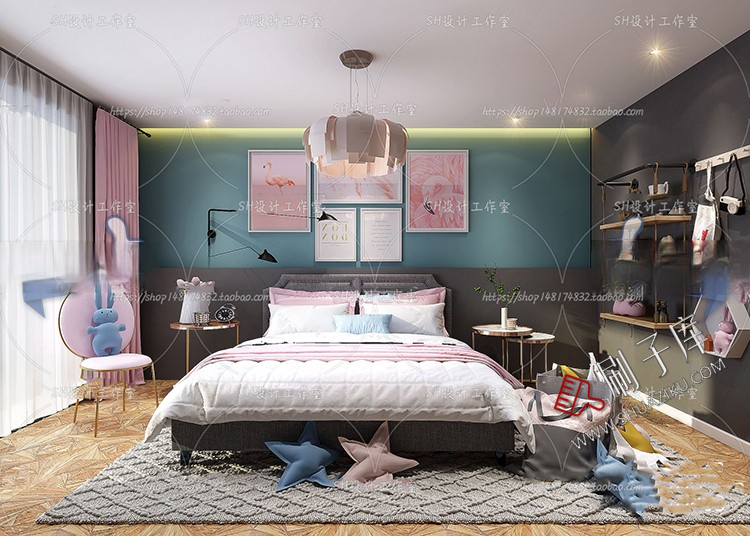 图片[50]-儿童房女孩房公主房男孩房3d模型小孩房儿童上下床卧室3dmax模型-刷子库