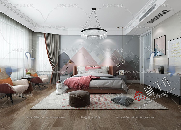 图片[58]-儿童房女孩房公主房男孩房3d模型小孩房儿童上下床卧室3dmax模型-刷子库