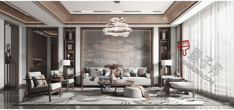 图片[2]-新中式室内3DMAX家装场景设计素材客厅餐厅卧室厨房3d模型库-刷子库