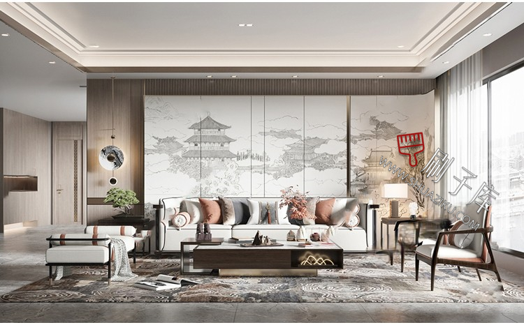 图片[1]-新中式室内3DMAX家装场景设计素材客厅餐厅卧室厨房3d模型库-刷子库