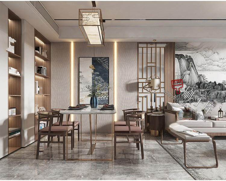 图片[8]-新中式室内3DMAX家装场景设计素材客厅餐厅卧室厨房3d模型库-刷子库