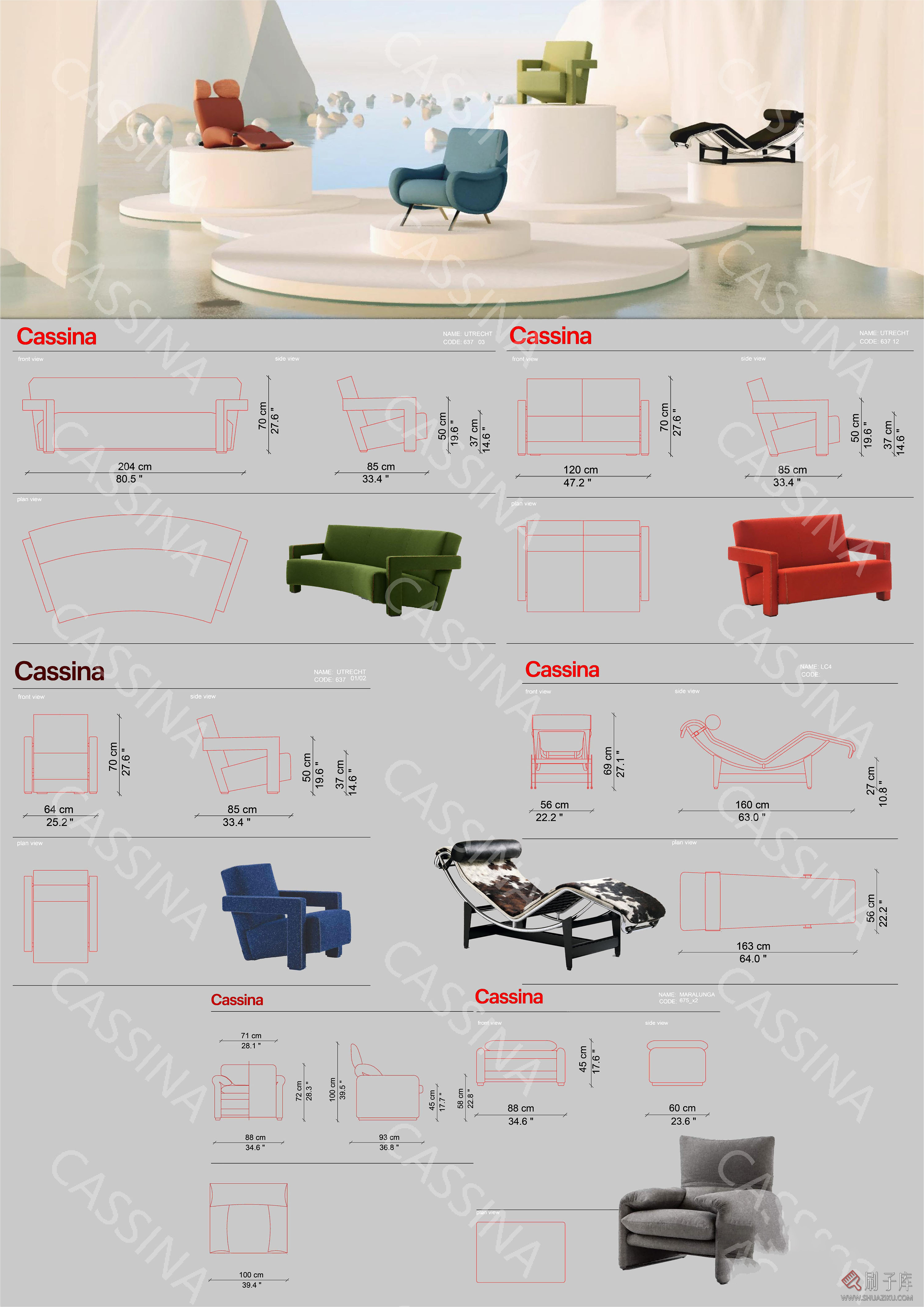 图片[1]-国外家居品牌CASSINA家具CAD图块+PSD分层素材+3D模型-刷子库