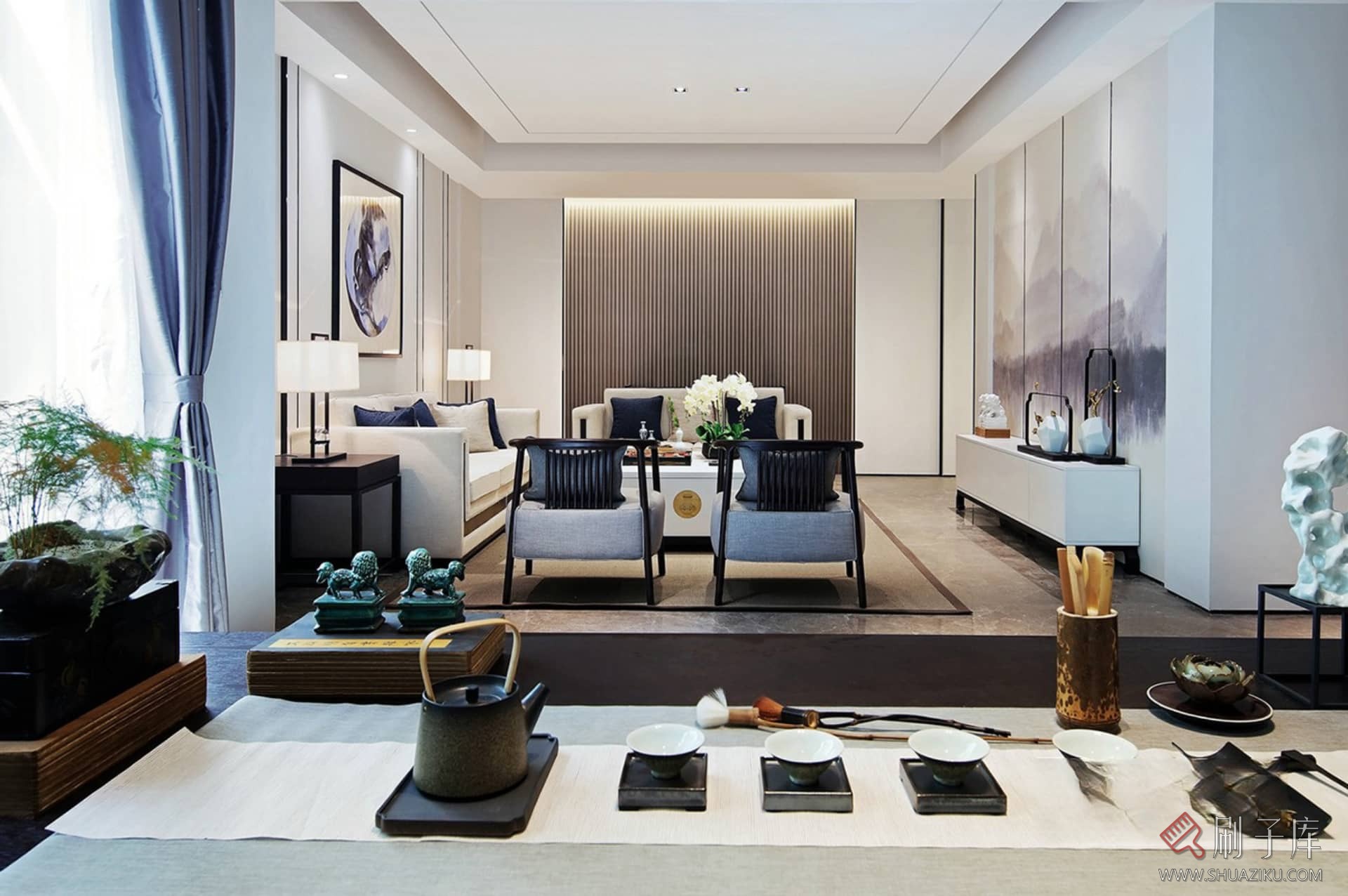 图片[12]-57套新中式风格样板间别墅案例参考图-刷子库