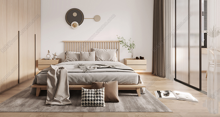 图片[10]-日式风格3d模型家装新中式禅意卧室客厅餐厅茶楼设计3dmax-刷子库