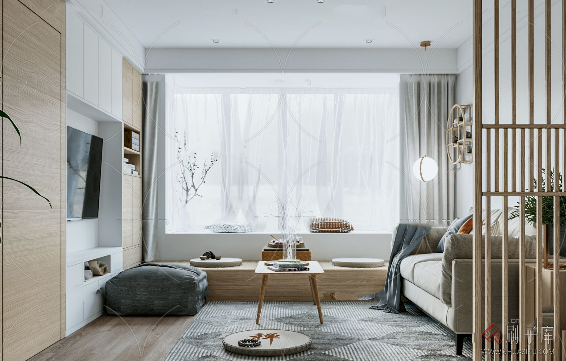 图片[16]-日式风格3d模型家装新中式禅意卧室客厅餐厅茶楼设计3dmax-刷子库