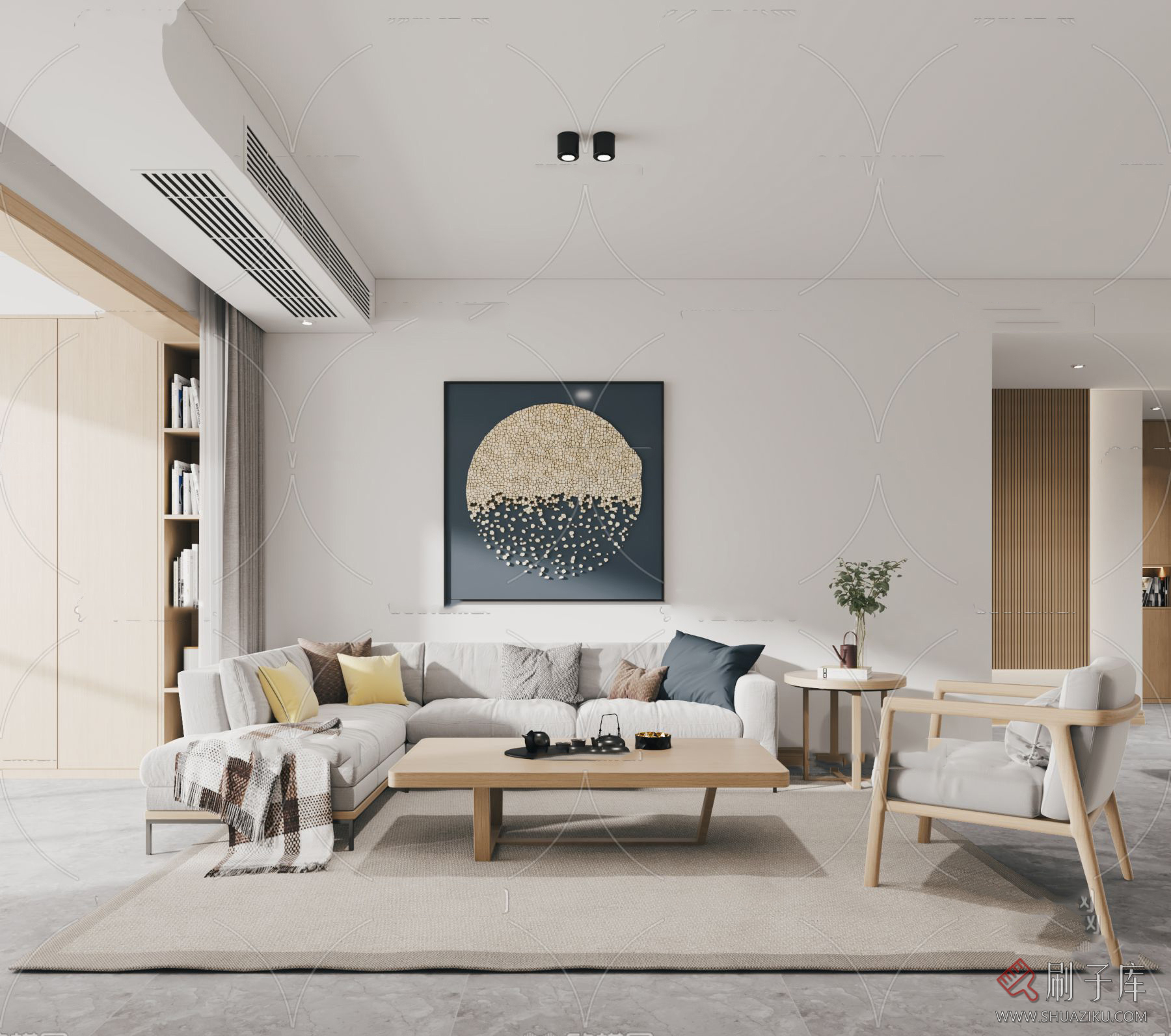 图片[19]-日式风格3d模型家装新中式禅意卧室客厅餐厅茶楼设计3dmax-刷子库