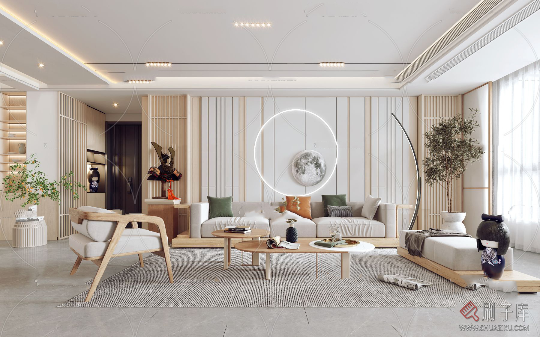 图片[22]-日式风格3d模型家装新中式禅意卧室客厅餐厅茶楼设计3dmax-刷子库