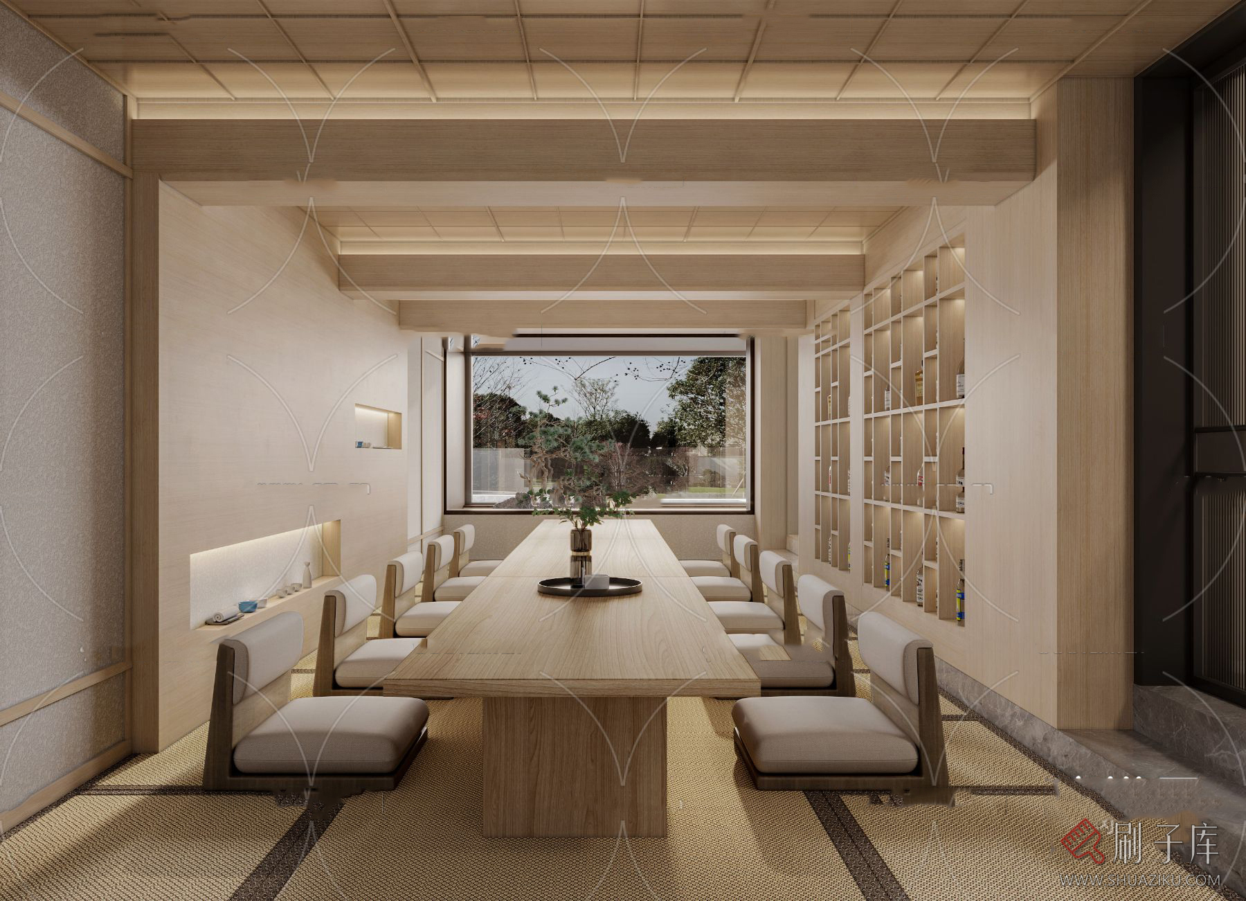 图片[24]-日式风格3d模型家装新中式禅意卧室客厅餐厅茶楼设计3dmax-刷子库