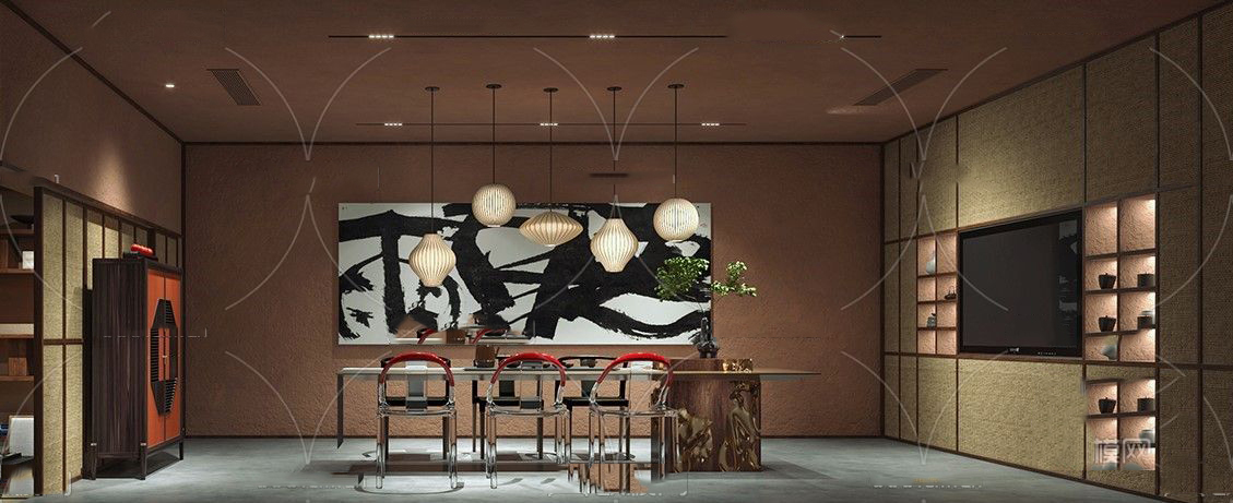 图片[25]-日式风格3d模型家装新中式禅意卧室客厅餐厅茶楼设计3dmax-刷子库