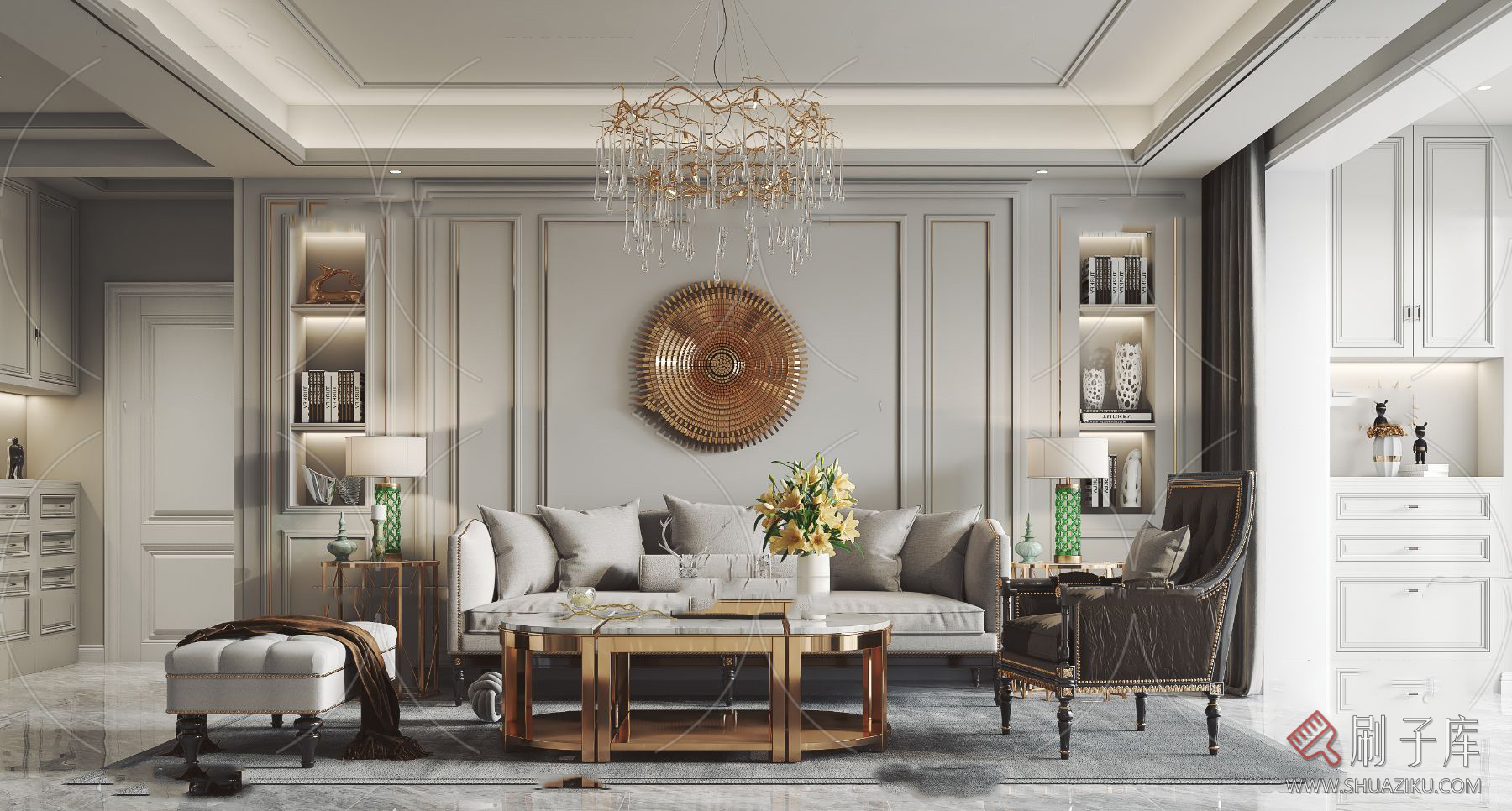 图片[28]-美式风格3dmax家装素材室内客厅餐厅卧室书房场景3d模型库-刷子库