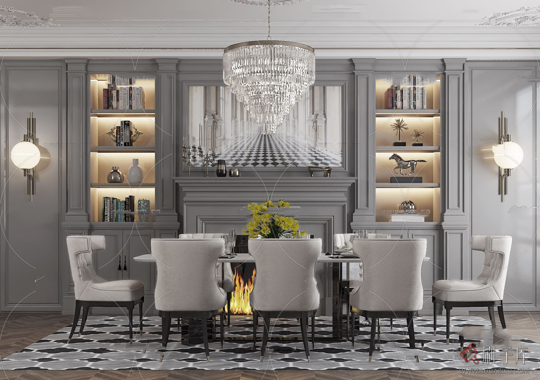 图片[32]-美式风格3dmax家装素材室内客厅餐厅卧室书房场景3d模型库-刷子库