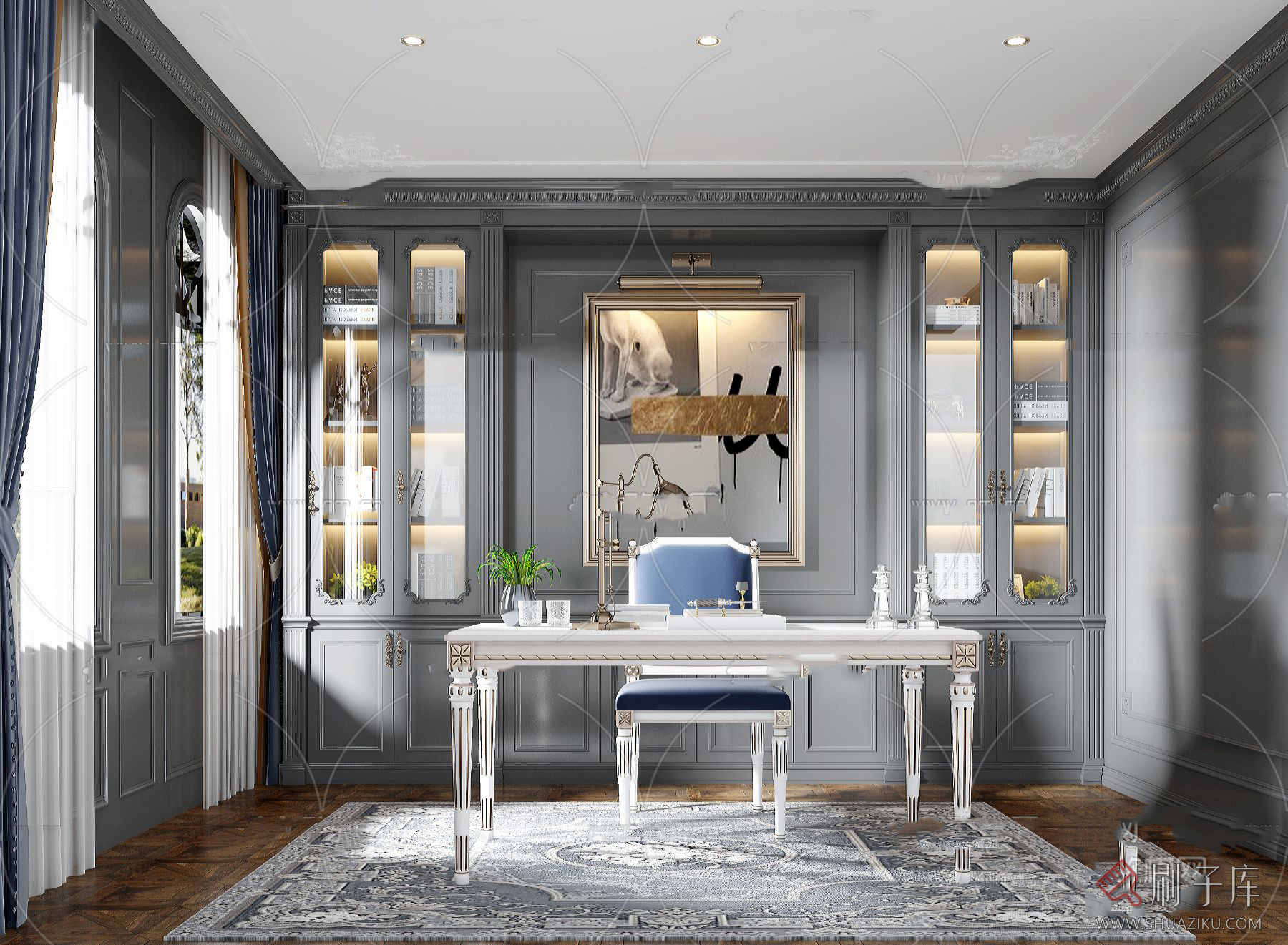 图片[37]-美式风格3dmax家装素材室内客厅餐厅卧室书房场景3d模型库-刷子库