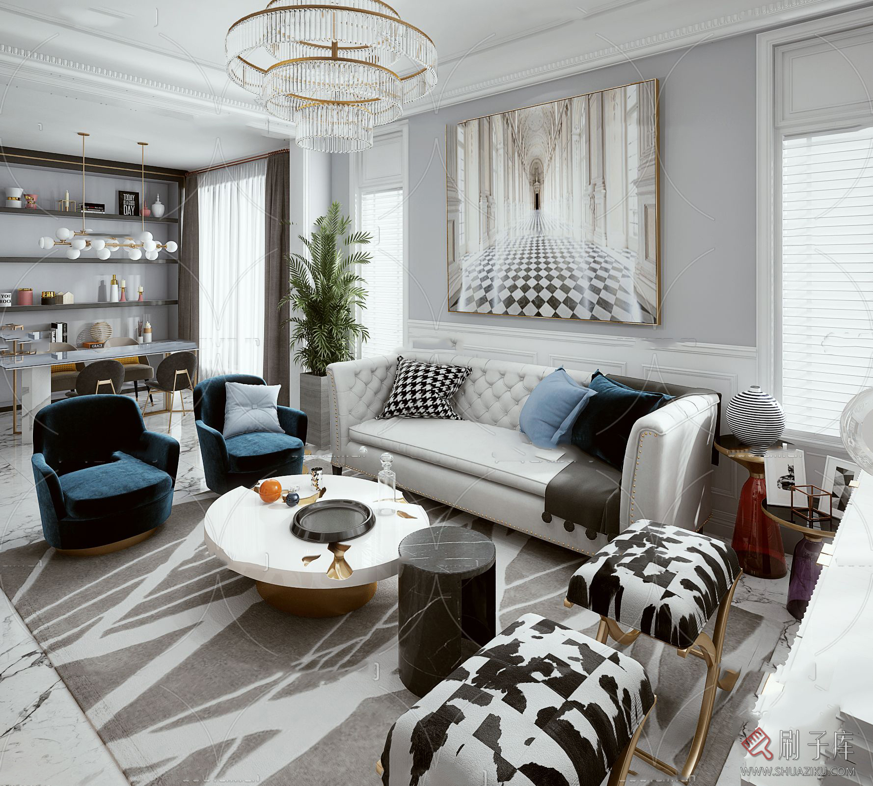 图片[38]-美式风格3dmax家装素材室内客厅餐厅卧室书房场景3d模型库-刷子库