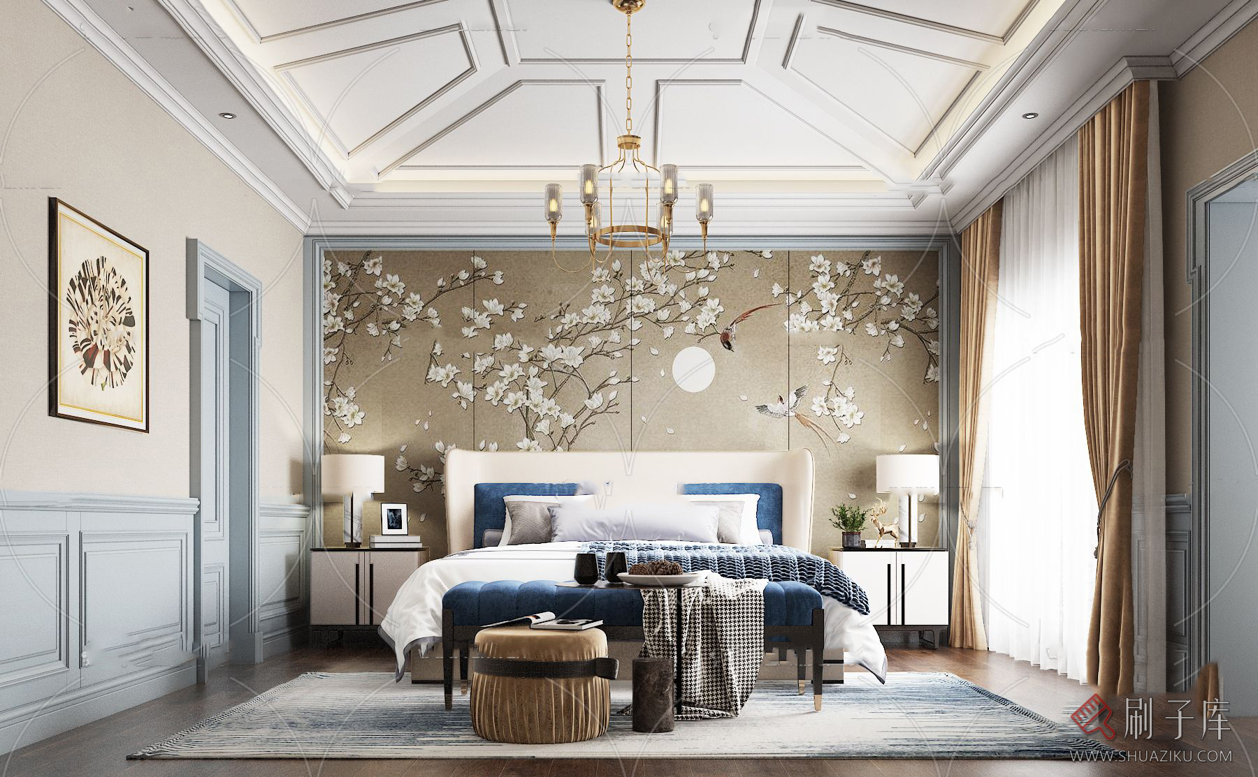 图片[40]-美式风格3dmax家装素材室内客厅餐厅卧室书房场景3d模型库-刷子库