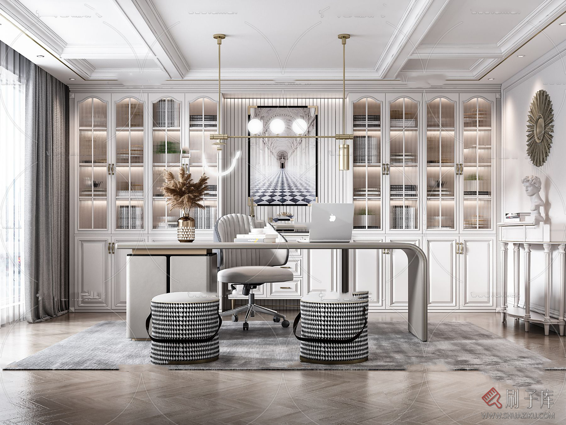 图片[42]-美式风格3dmax家装素材室内客厅餐厅卧室书房场景3d模型库-刷子库