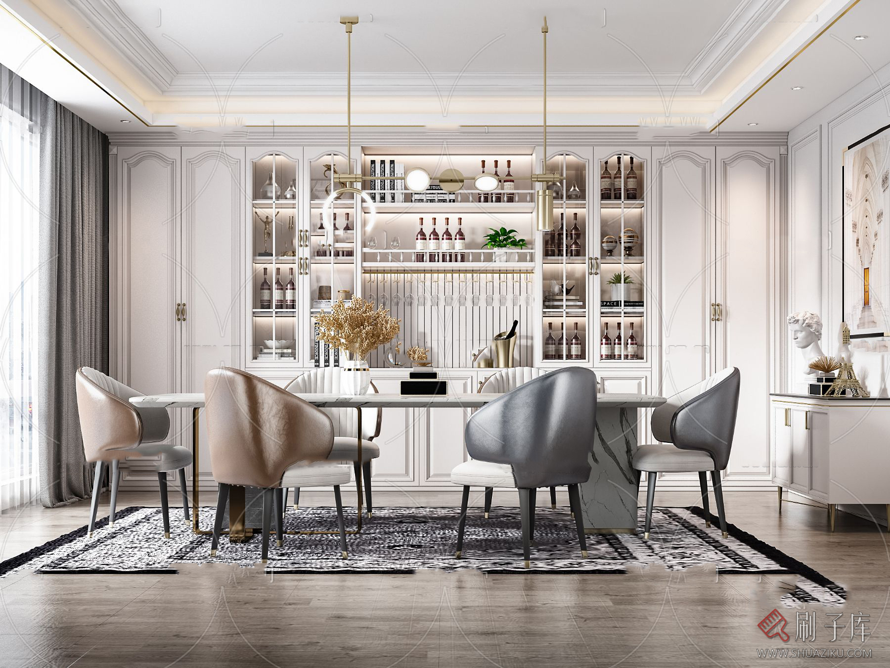 图片[43]-美式风格3dmax家装素材室内客厅餐厅卧室书房场景3d模型库-刷子库