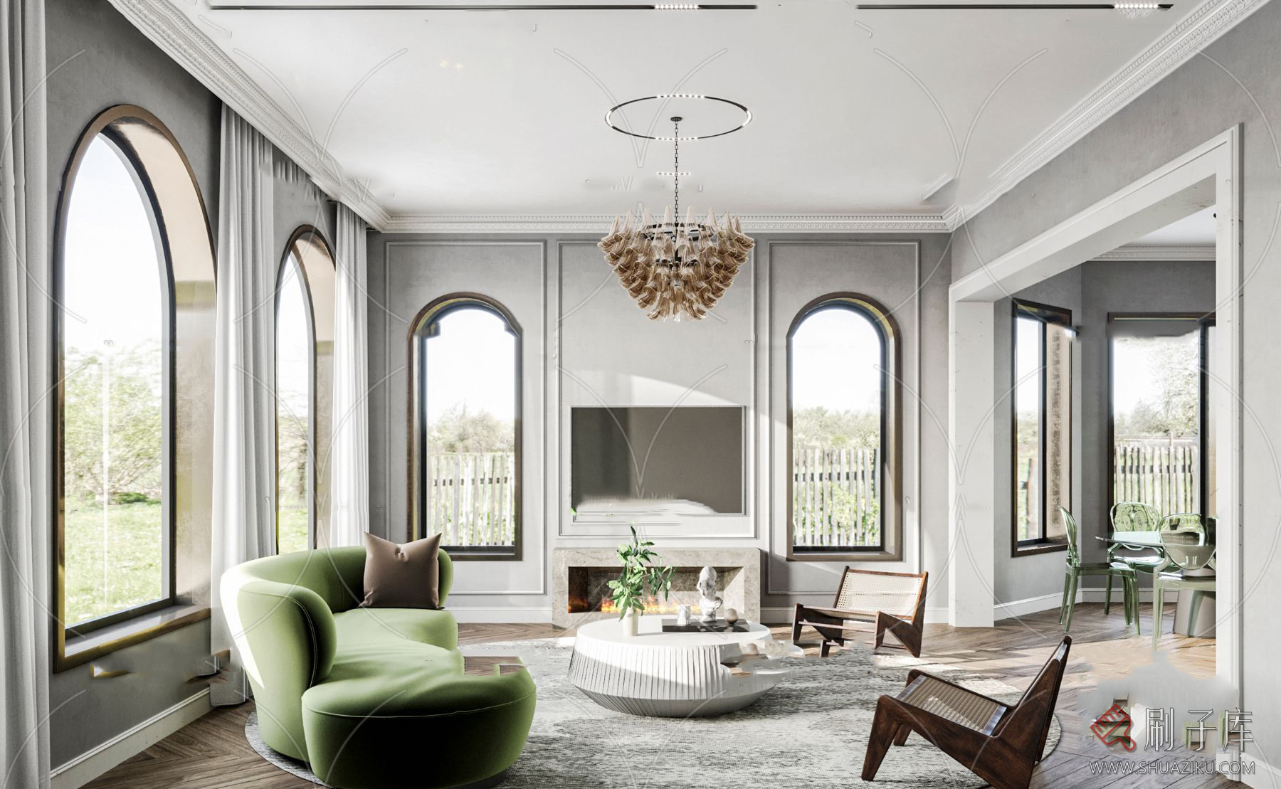 图片[44]-美式风格3dmax家装素材室内客厅餐厅卧室书房场景3d模型库-刷子库