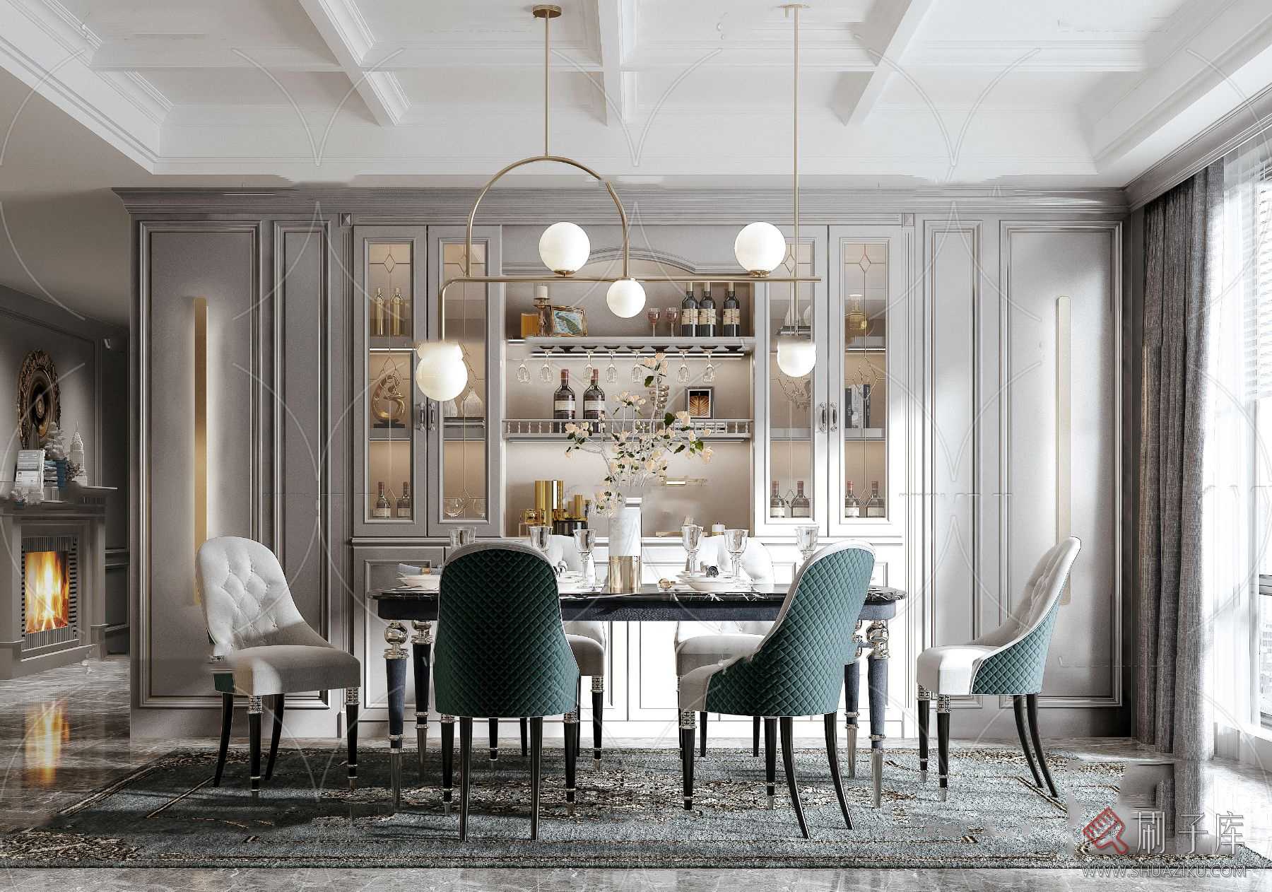 图片[47]-美式风格3dmax家装素材室内客厅餐厅卧室书房场景3d模型库-刷子库