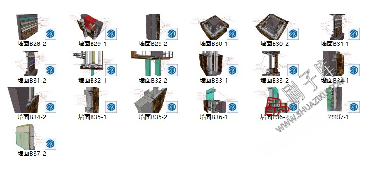 图片[15]-墙顶地天花吊顶石膏板室内CAD三大节点合辑含施工说明SU模型模块-刷子库