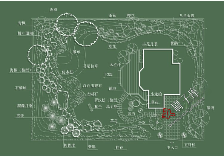 图片[9]-别墅花园庭院设计方案CAD图库平面图植物园林景观施工图图例素材-刷子库