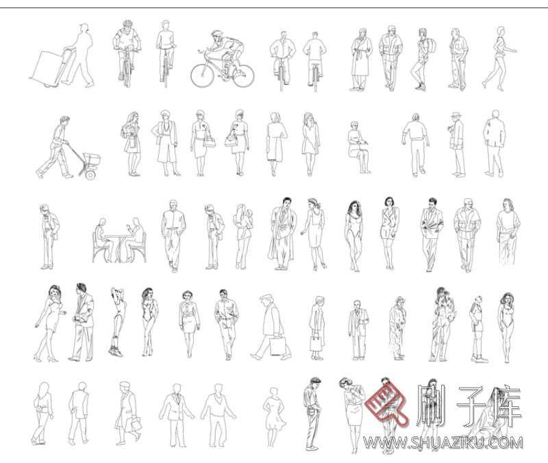 图片[16]-人物造型平面立面CAD图库俯视图PNG人体设计PSD素材运动线稿图块-刷子库