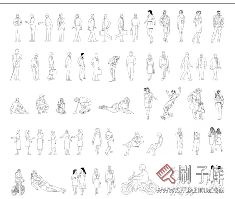 图片[20]-人物造型平面立面CAD图库俯视图PNG人体设计PSD素材运动线稿图块-刷子库