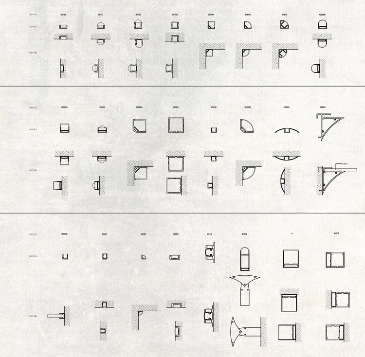 图片[2]-LED灯光型材参数表cad图库施工图设计节点大样深化样式剖面图参考-刷子库