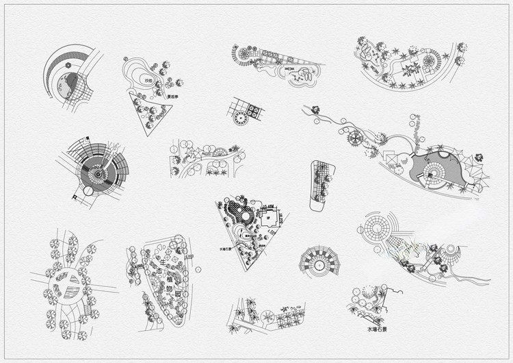 图片[3]-园林景观公园花园庭院子小品小样室外设计平面布局图CAD图库素材-刷子库