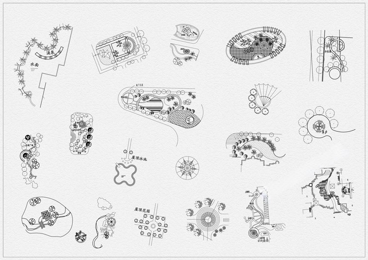 图片[4]-园林景观公园花园庭院子小品小样室外设计平面布局图CAD图库素材-刷子库