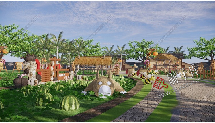 图片[18]-新中式美丽乡村农业生态旅游文化广场民宿公园建筑景观SU模型CAD-刷子库