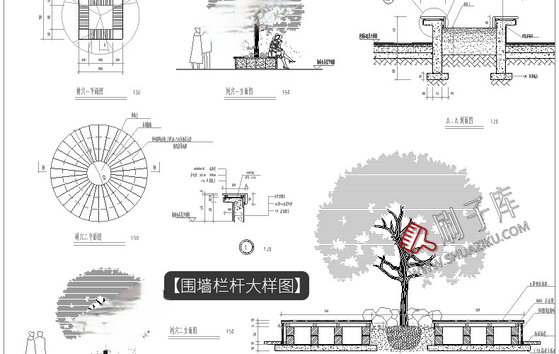 图片[9]-园林景观设计小品细部CAD节点大样平面立面剖面施工图纸图库素材-刷子库