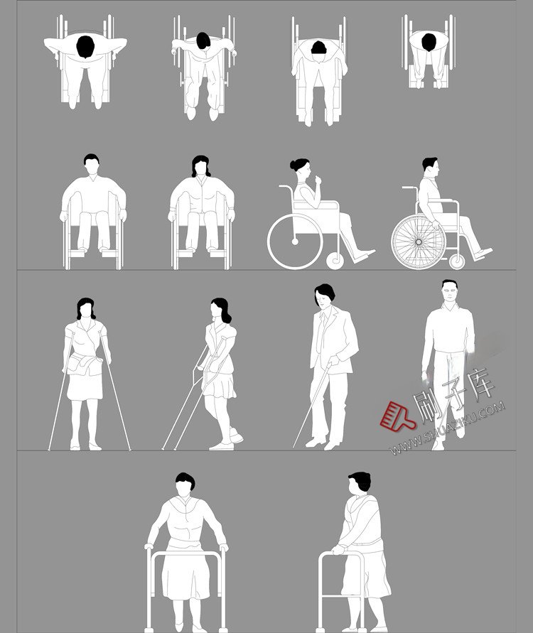图片[6]-人物俯视顶视CAD图库图块站坐人体动作素材运动线稿dwg模块-刷子库
