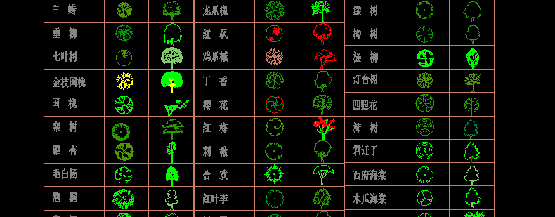 图片[13]-园林景观设计CAD植物图块人物平面立面铺装拼花施工图库图例素材-刷子库