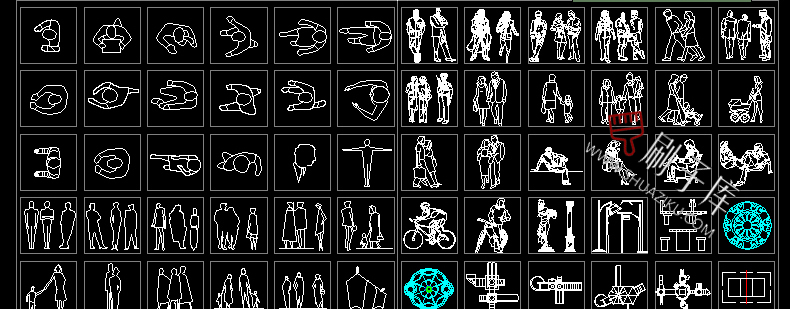 图片[43]-园林景观设计CAD植物图块人物平面立面铺装拼花施工图库图例素材-刷子库